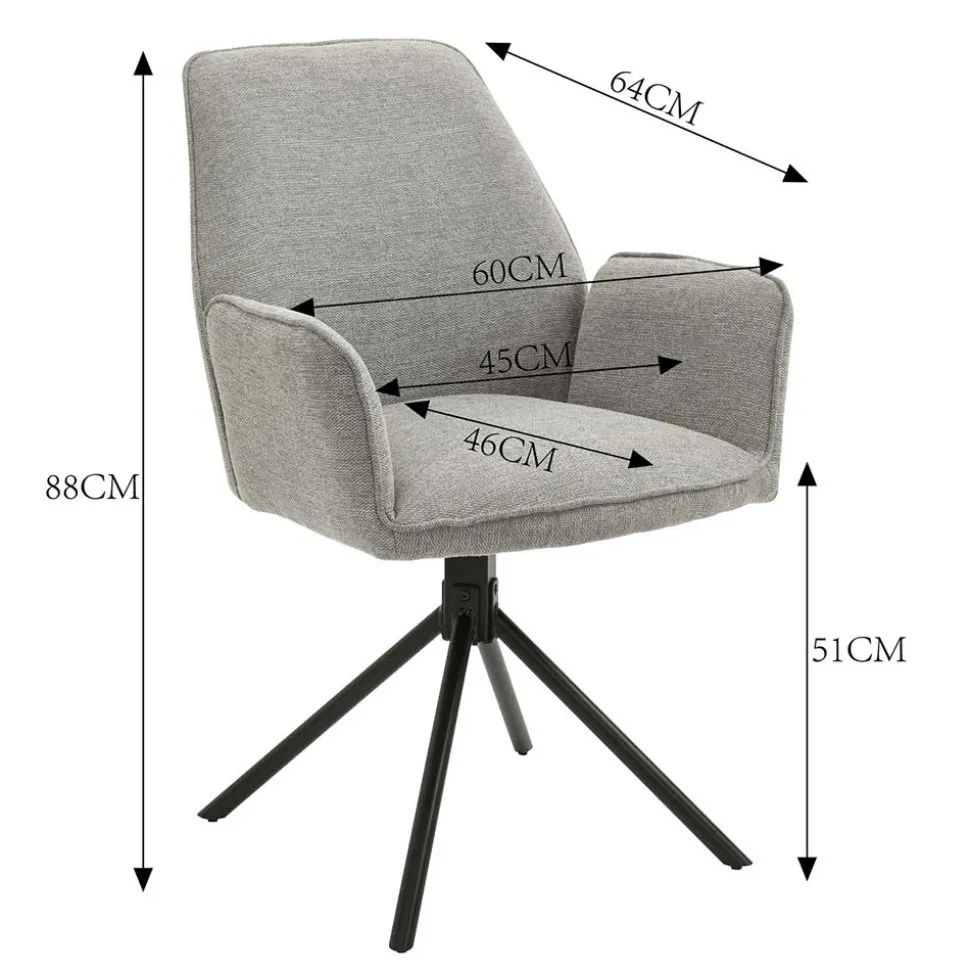 Drehbarer Tischsessel in Anthrazit - Iljana (2er Set)