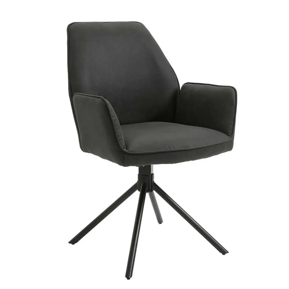 Drehbarer Tischsessel in Anthrazit - Iljana (2er Set)