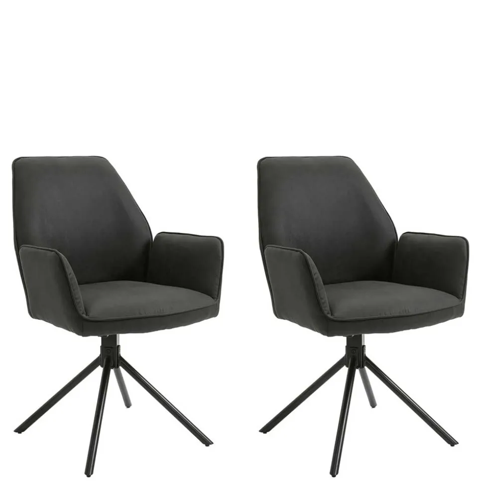 Drehbarer Tischsessel in Anthrazit - Iljana (2er Set)