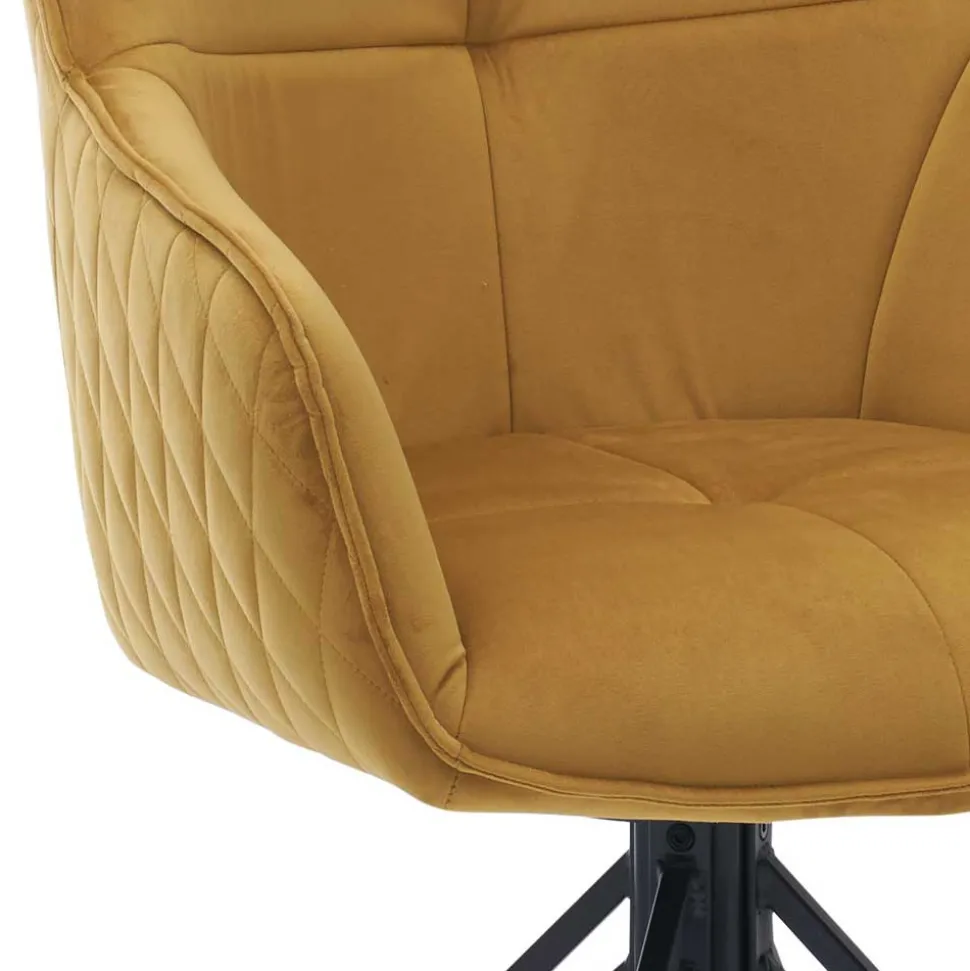 Drehbarer Tischsessel in Gold Samt - Bagavano (2er Set)