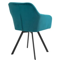 Drehbarer Tischsessel in Türkis Samt - Bettyva