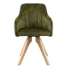 Drehbarer Velours Tischsessel in Oliv Grün - Quintessa (2er Set)