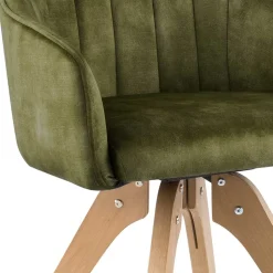 Drehbarer Velours Tischsessel in Oliv Grün - Quintessa (2er Set)