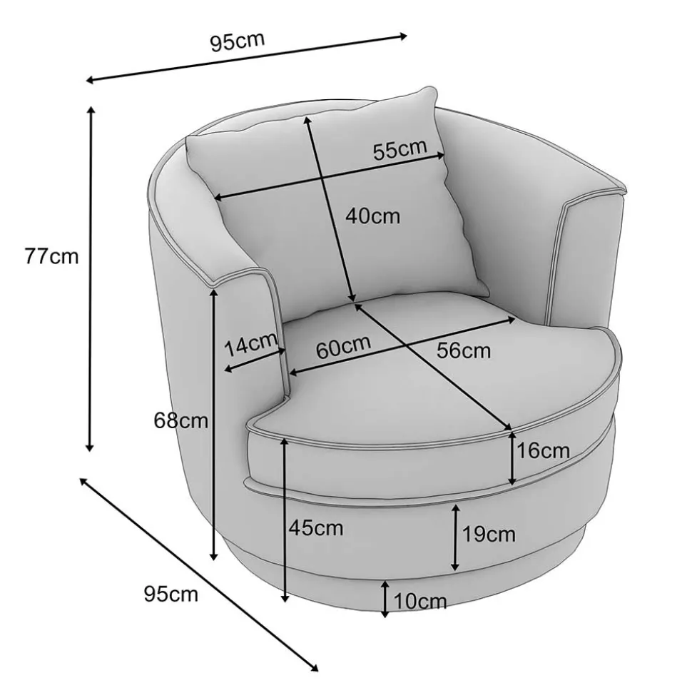 Drehbarer Wohnzimmersessel in Hellgrau - Iliana