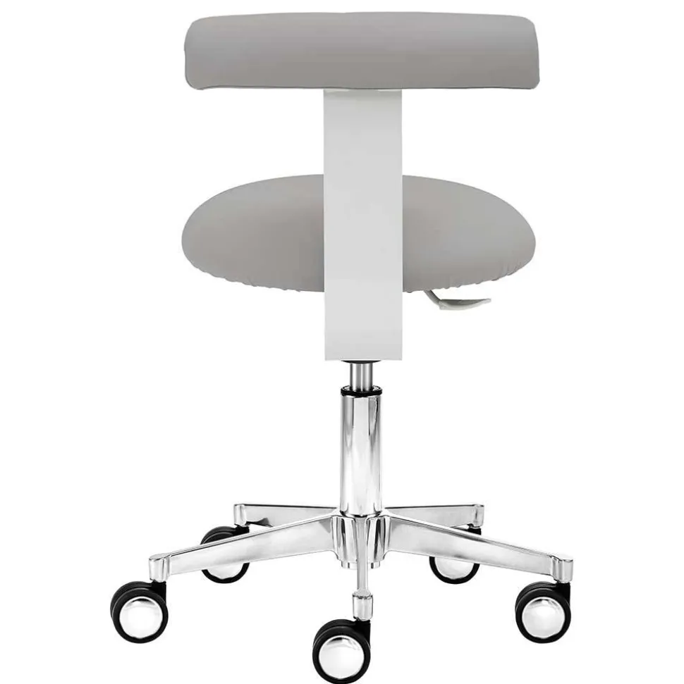 Drehhocker mit Lehne in Grau & Alu - Liony