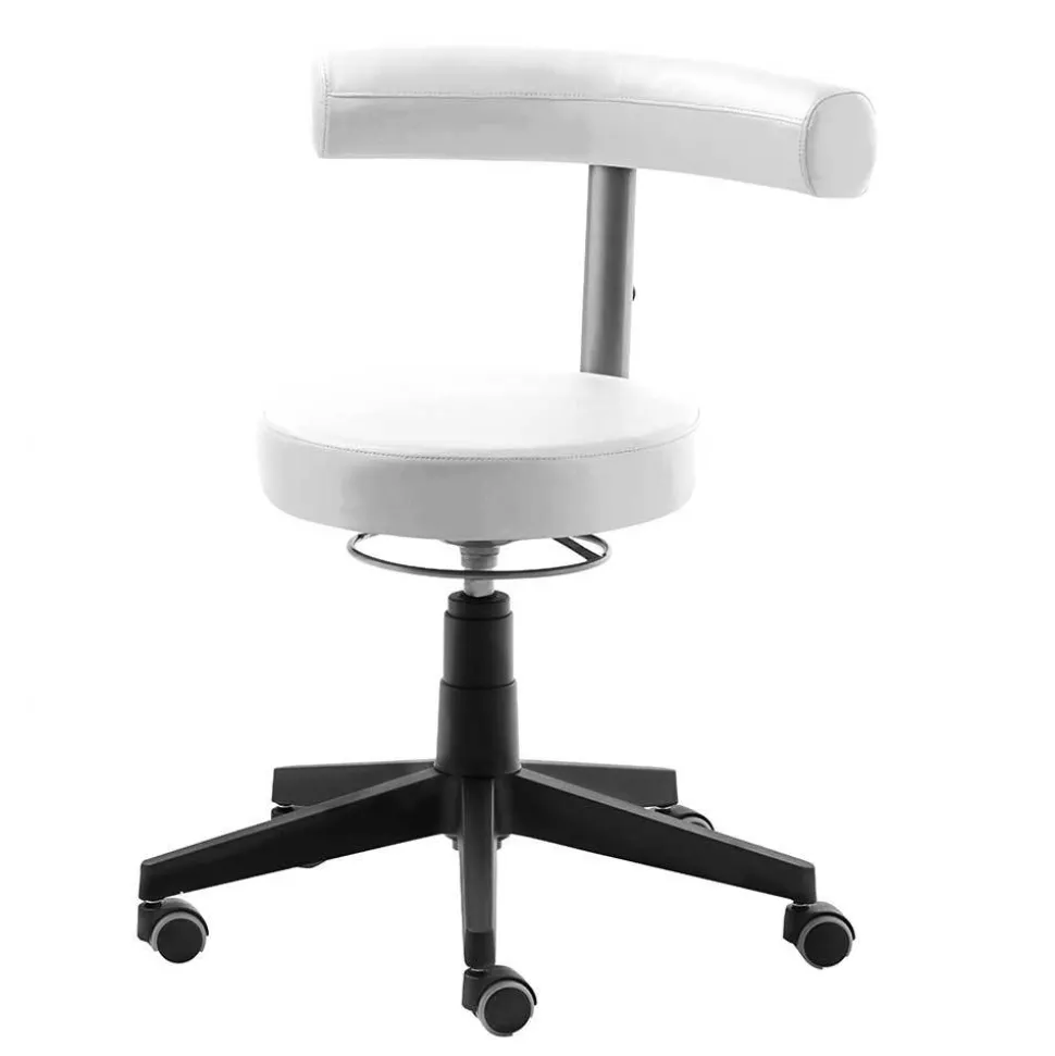 Drehhocker mit Lehne in Weiß & Schwarz - Diamony