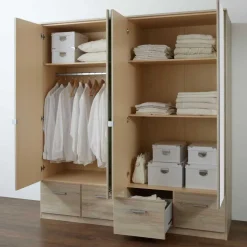 Drehtüren Kleiderschrank Rommino in Eiche Sägerau