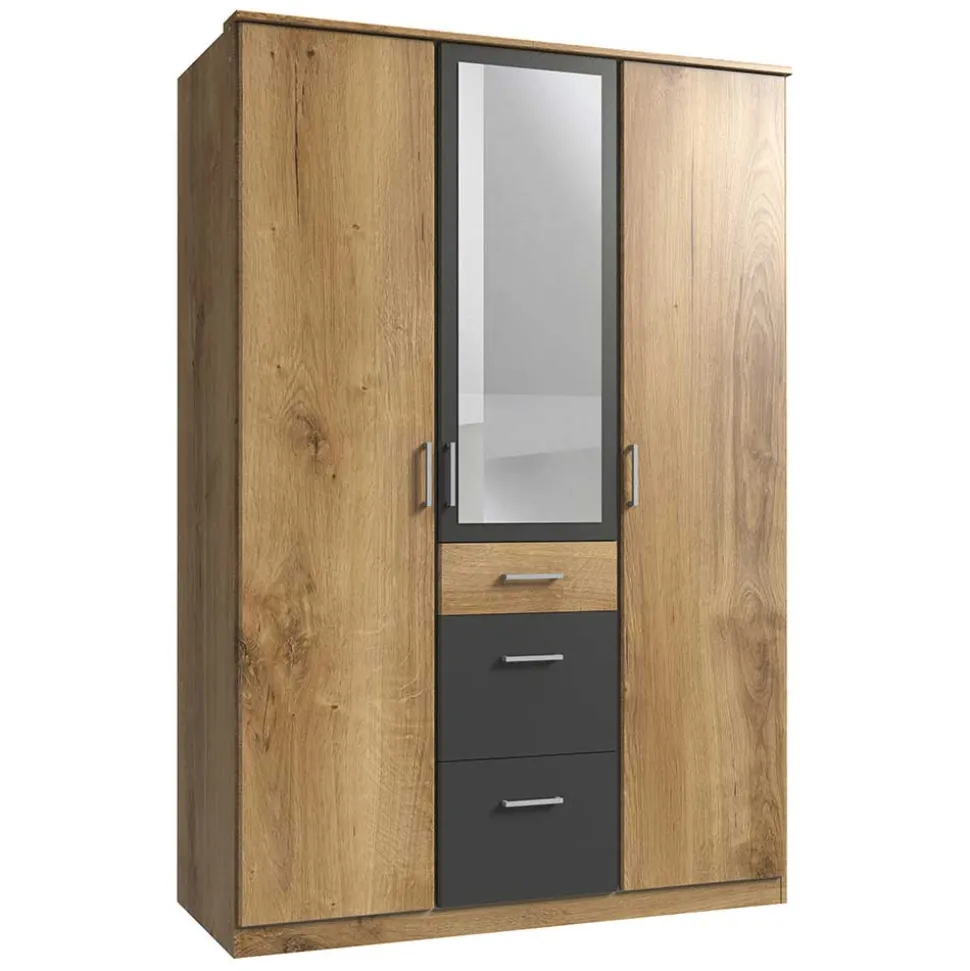 Drehtürenschrank in Plankeneiche Holzdekor - Leviza