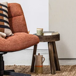 Dreibein Hocker in Dunkelbraun - Abelynta (2er Set)