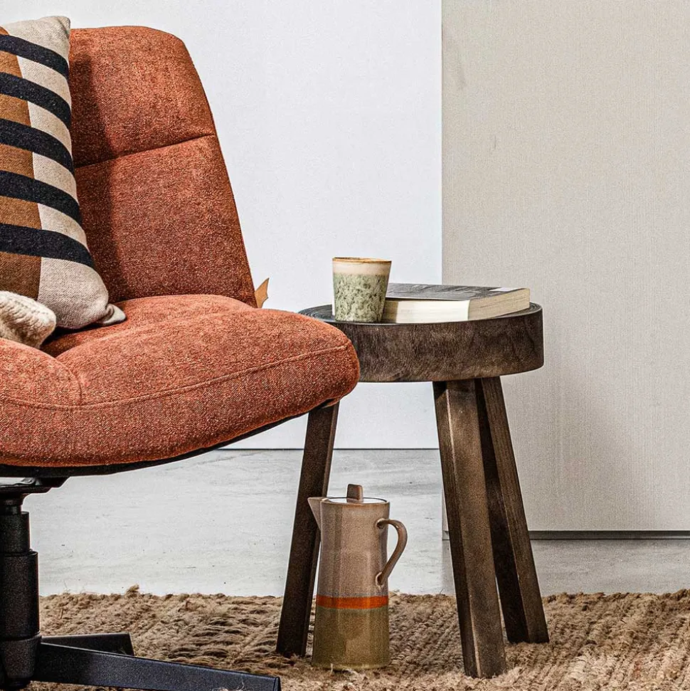 Dreibein Hocker in Dunkelbraun - Abelynta (2er Set)