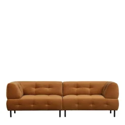 Dreier Sofa mit Armlehnen in Hellbraun - Label