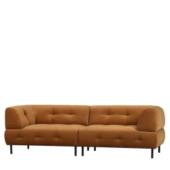 Dreier Sofa mit Armlehnen in Hellbraun - Label
