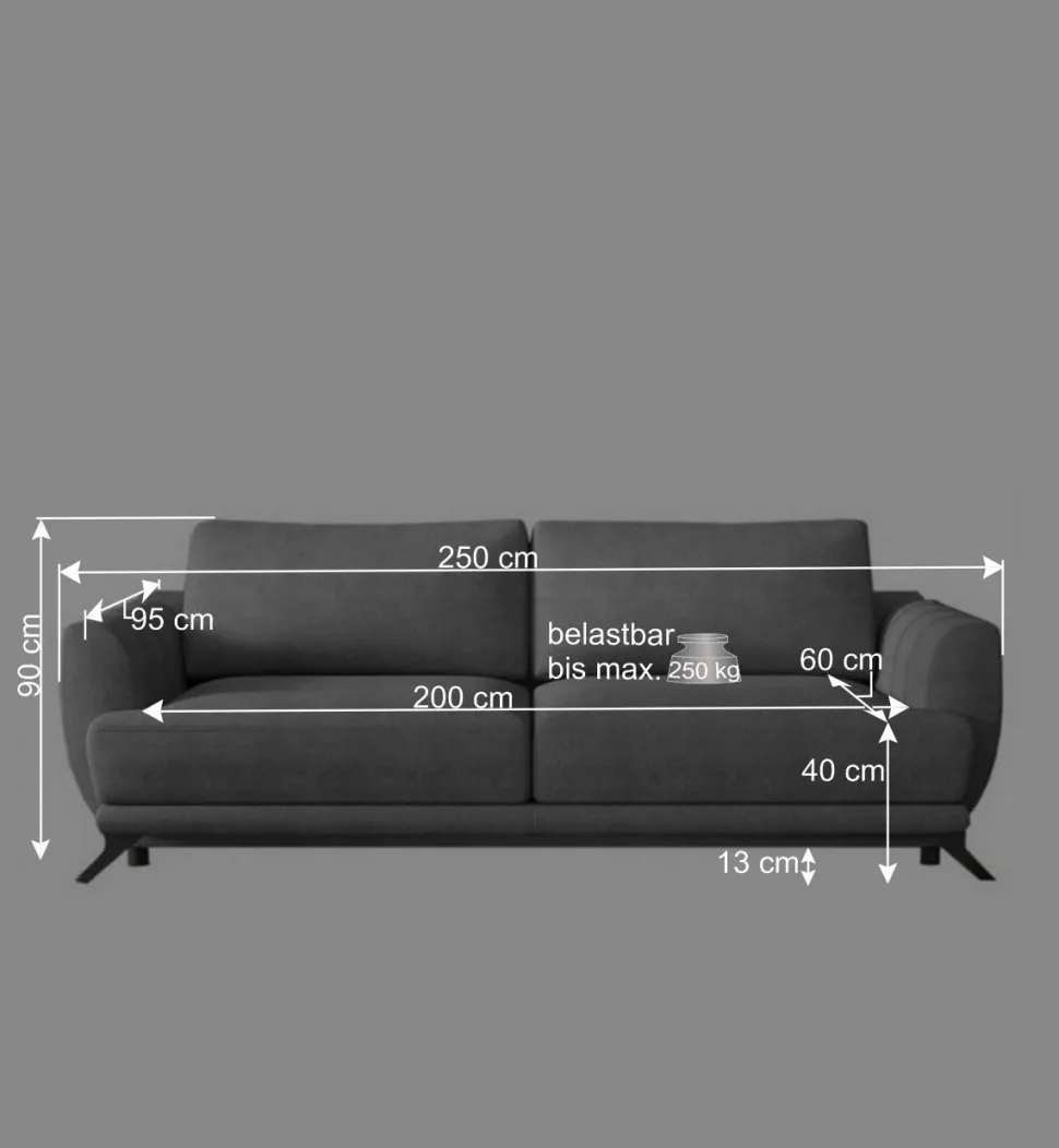 Dreisitzer Bettcouch in Grau Stoffbezug - Girovi