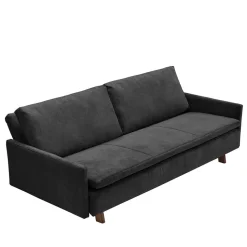 Dreisitzer Bettcouch in Schwarz mit Eiche - Bornholma
