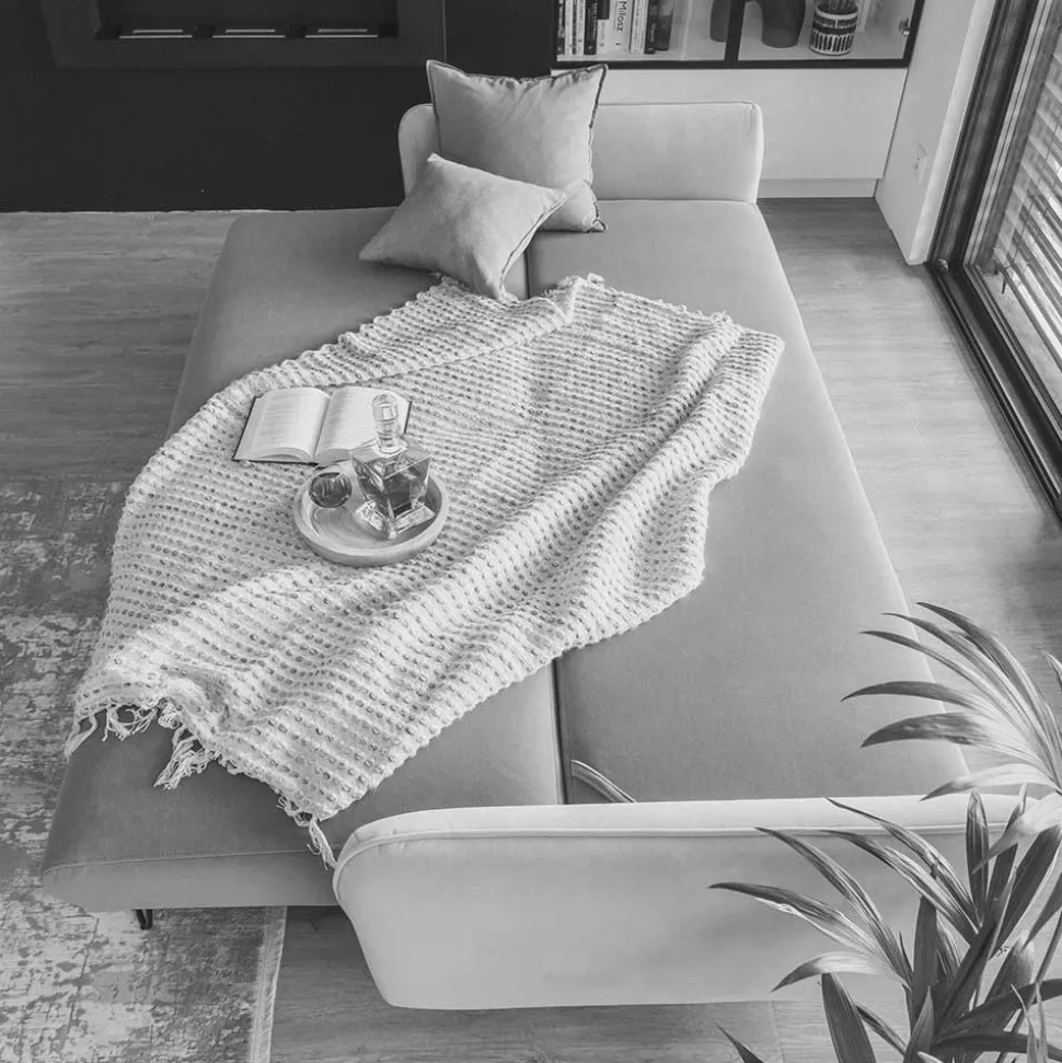 Dreisitzer Bettsofa in Dunkelbraun meliert - Goal