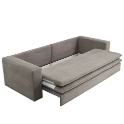 Dreisitzer Bettsofa in Hellbraun Cord - Anyna
