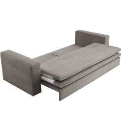 Dreisitzer Bettsofa in Hellbraun Cord - Anyna