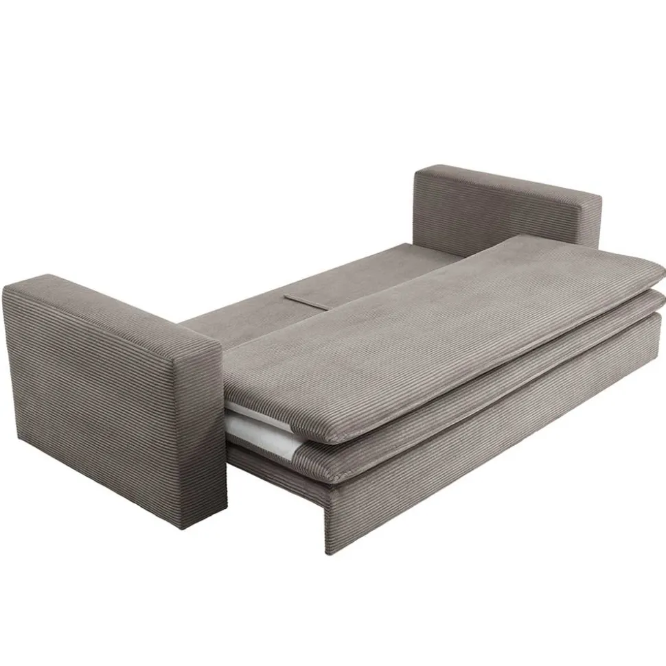 Dreisitzer Bettsofa in Hellbraun Cord - Anyna