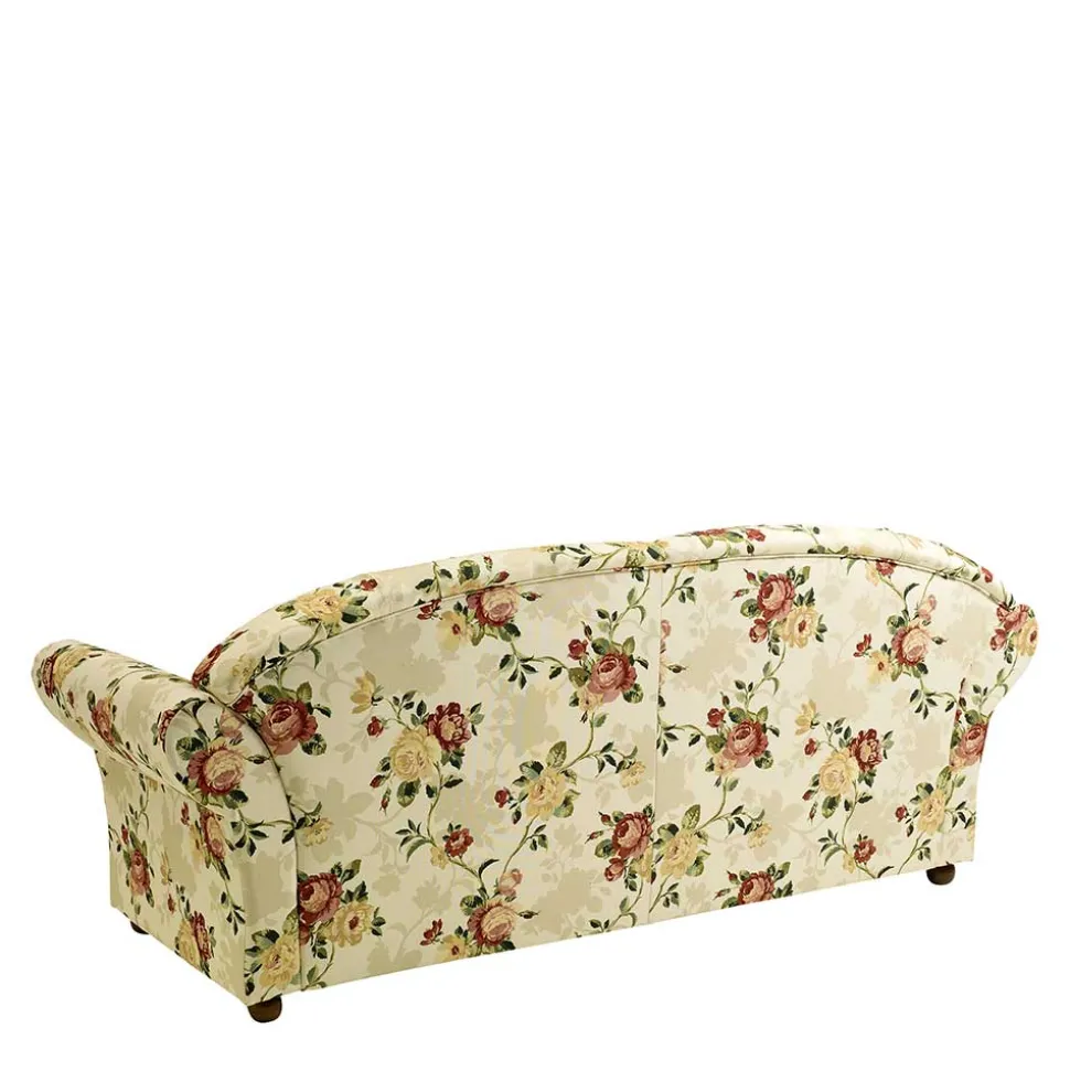 Dreisitzer Couch mit Rosen Stoffbezug - Bracas