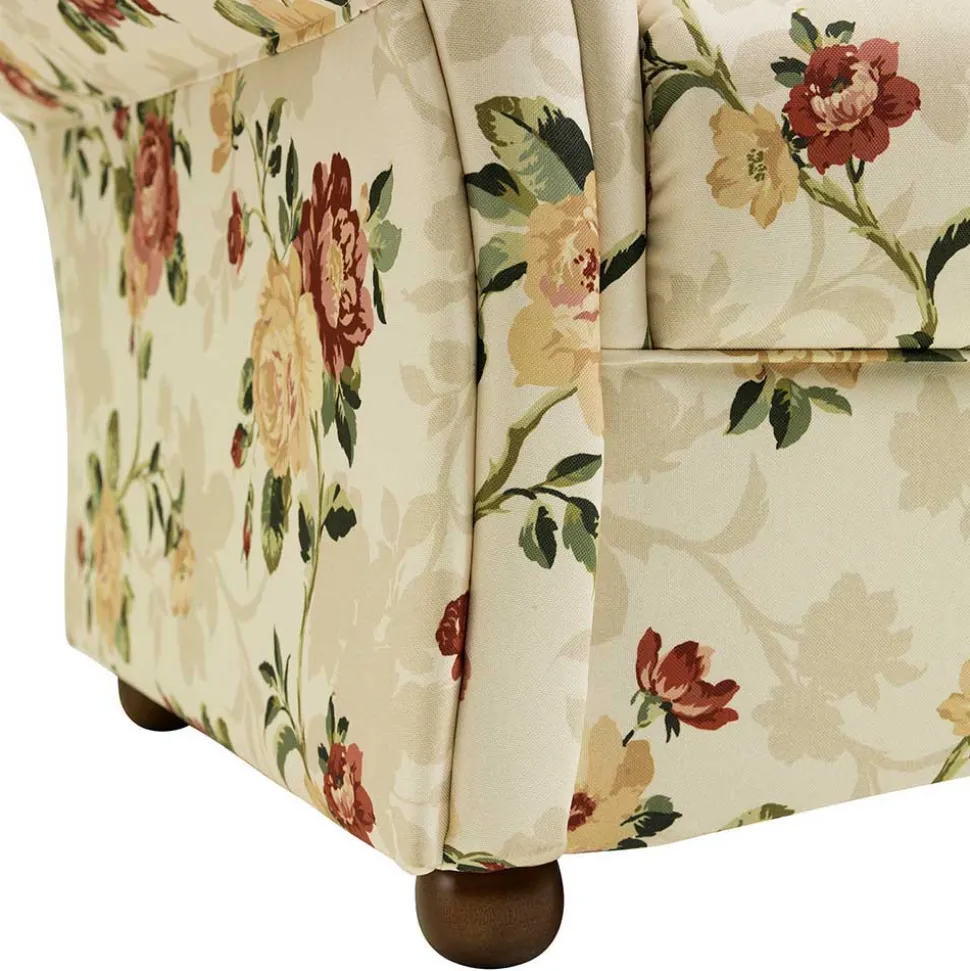 Dreisitzer Couch mit Rosen Stoffbezug - Bracas