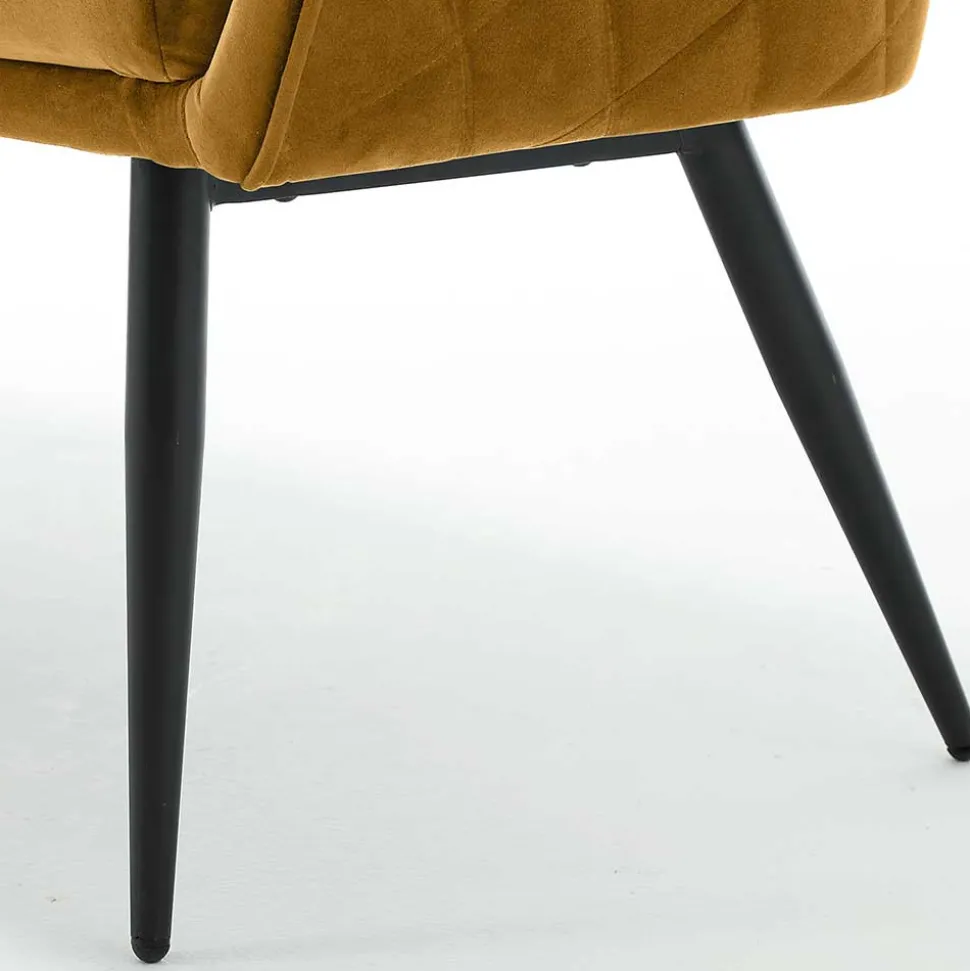 Dreisitzer Esstischbank in Senfgelb Samt - Ligurian