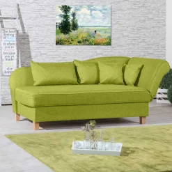 Dreisitzer Polsterliege in Gelbgrün mit Buche - Blace