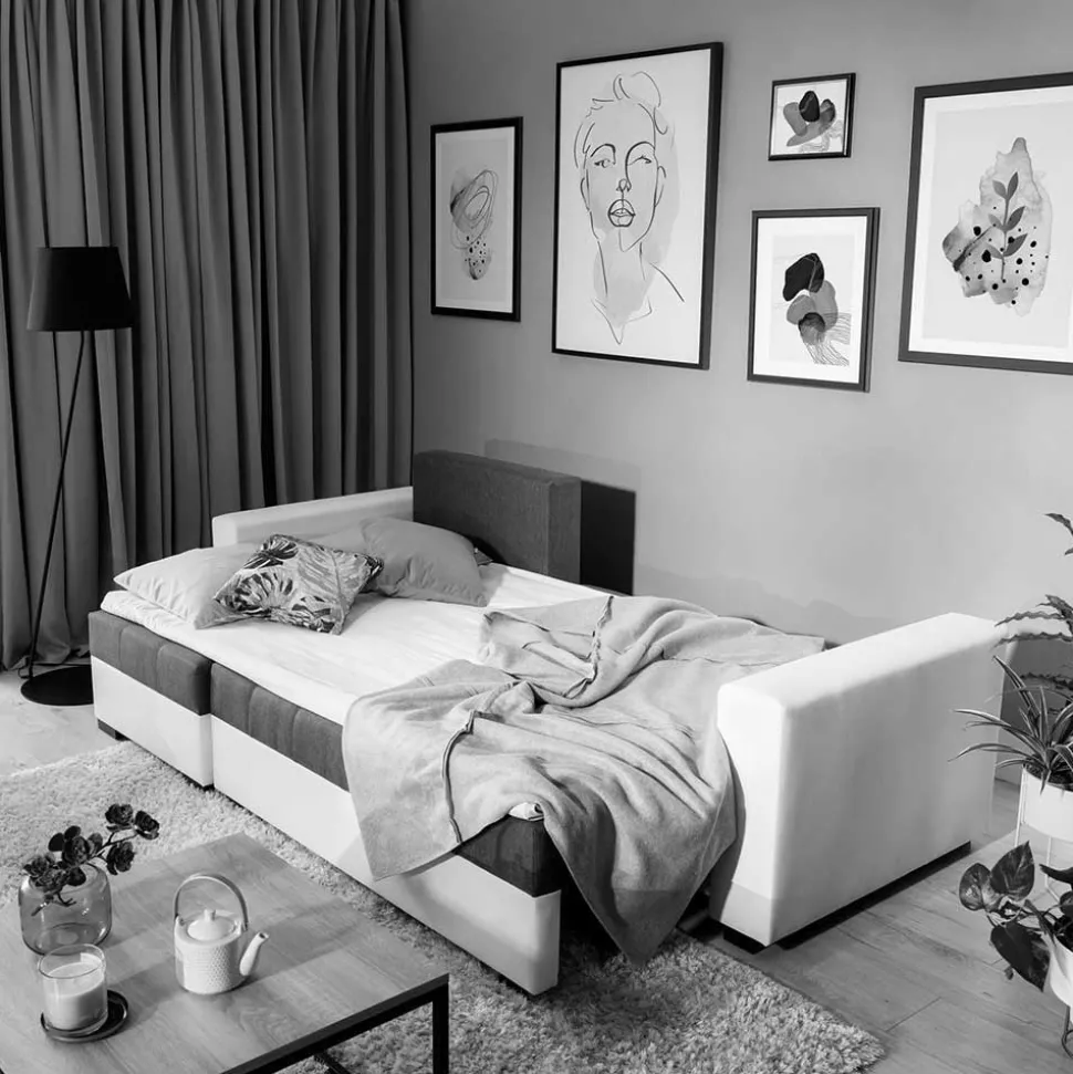 Dreisitzer Schlafcouch in Dunkelbraun Stoff - Fabrizio