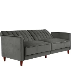 Dreisitzer Schlafcouch in Grau Samt - Lessia