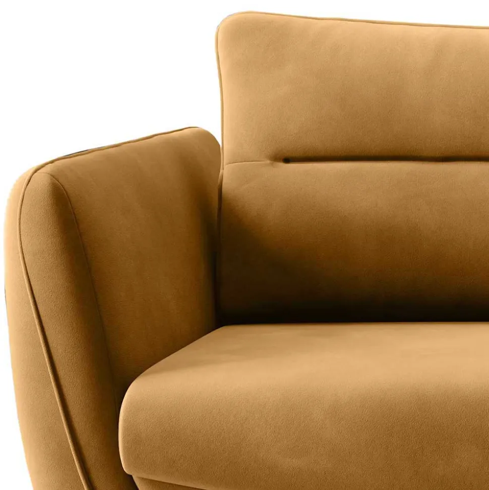 Dreisitzer Schlafcouch in Senfgelb Samt - Ombragon
