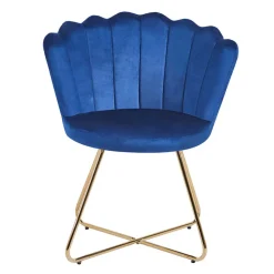 Dunkelblaue Muschelstühle aus Samt - Ryan (2er Set)