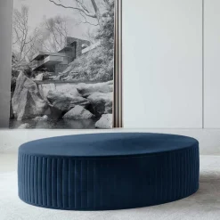 Dunkelblauer Polsterhocker mit 27 cm Höhe - Stem