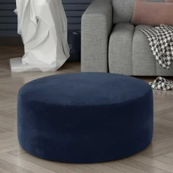 Dunkelblauer Sitzhocker aus Samt - Blou