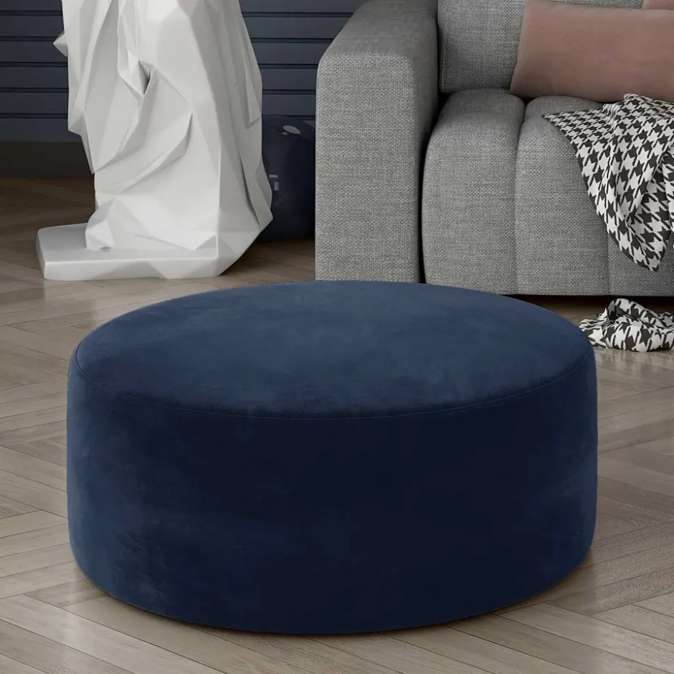 Dunkelblauer Sitzhocker aus Samt - Blou