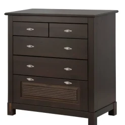 Dunkelbraune Kommode mit fünf Schubladen - Sikulav