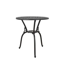 Dunkelbrauner Metalltisch für Garten Hocumola dekorativ gestaltet