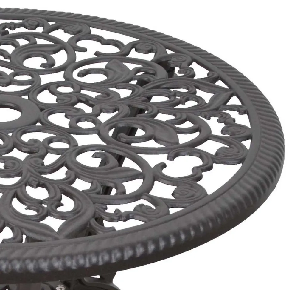 Dunkelbrauner Metalltisch für Garten Hocumola dekorativ gestaltet