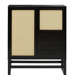 Dunkelbraunes Highboard mit Wiener Geflecht - Santiana