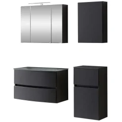 Dunkelgraue Badmöbel Kombination - Natarivos (vierteilig)