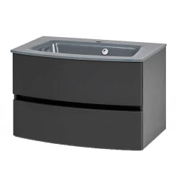 Dunkelgraue Badmöbel Kombination - Natarivos (vierteilig)