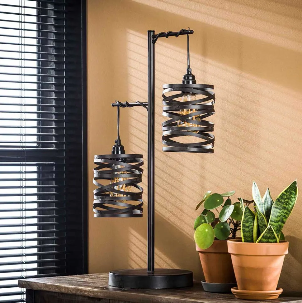 Dunkelgraue Tischleuchte 2-flammig - Bonisa