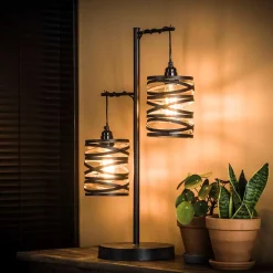 Dunkelgraue Tischleuchte 2-flammig - Bonisa