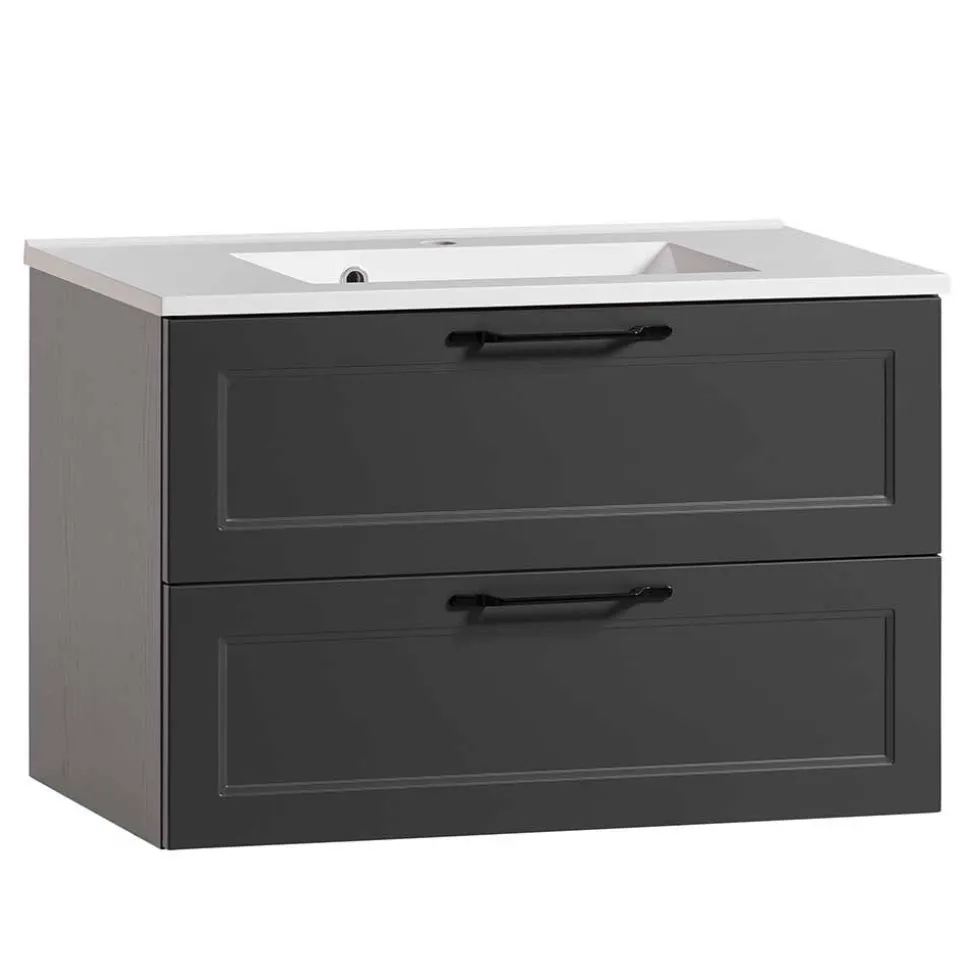 Dunkelgraue Waschkonsole mit Einlassbecken - Novelya