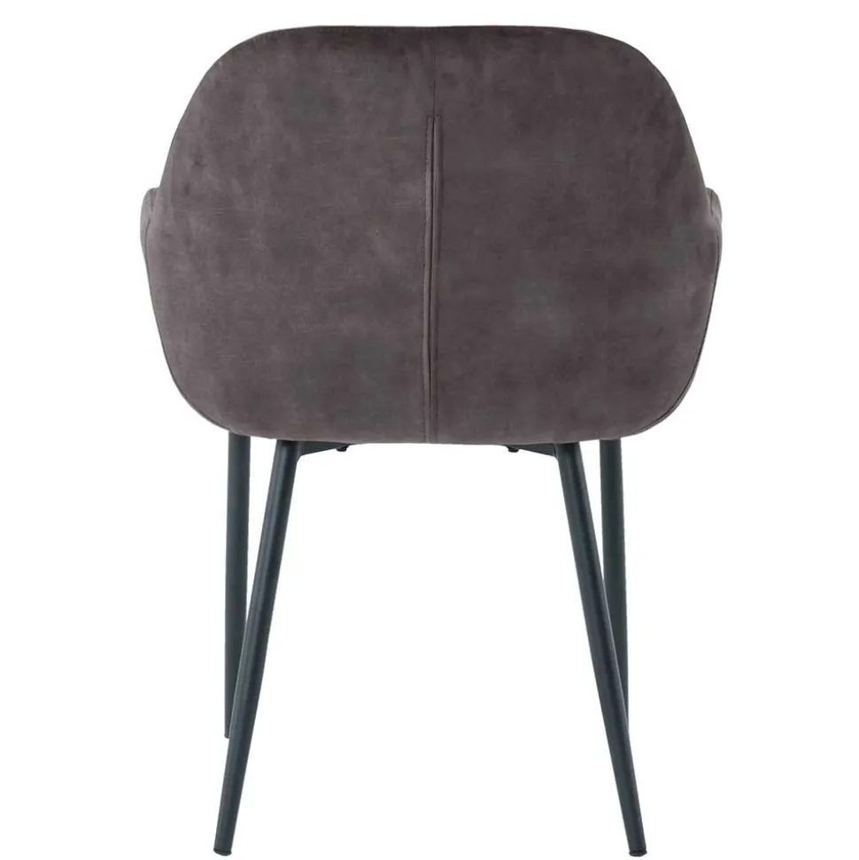 Dunkelgrauer Armlehnenstuhl aus Samt - Estateas (2er Set)