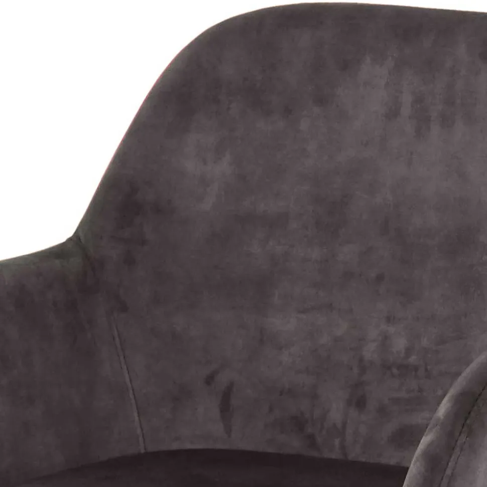 Dunkelgrauer Armlehnenstuhl aus Samt - Estateas (2er Set)