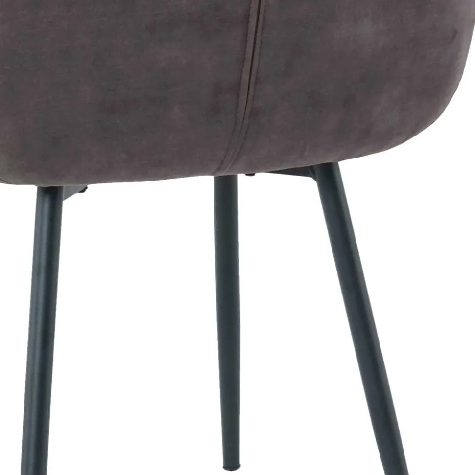 Dunkelgrauer Armlehnenstuhl aus Samt - Estateas (2er Set)