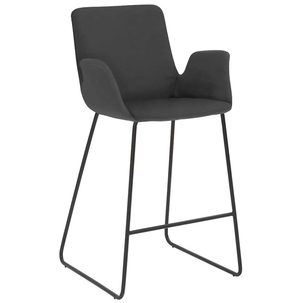 Dunkelgrauer Barstuhl aus Microfaser - Umya