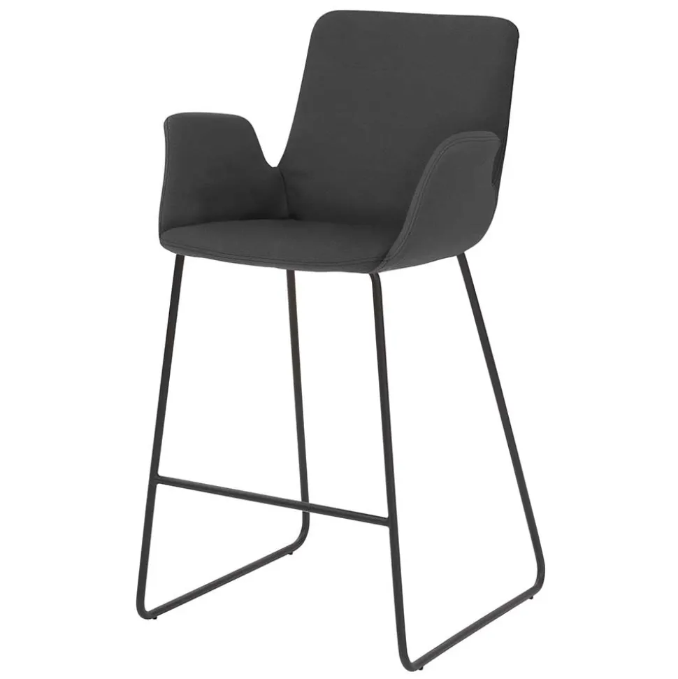 Dunkelgrauer Barstuhl aus Microfaser - Umya