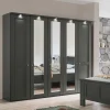Dunkelgrauer Kleiderschrank mit Spiegeln - Mataram