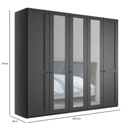 Dunkelgrauer Kleiderschrank mit Spiegeln - Mataram