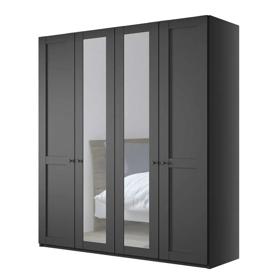 Dunkelgrauer Schlafzimmerschrank 4-türig - Mataram